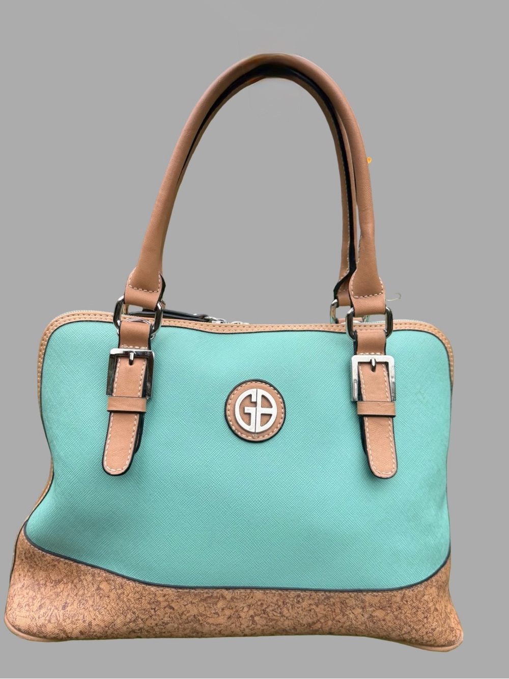 Giani Bernini Faux Saffiano Dome Satchel – Teal & Cork Edition